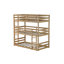 Lit superposé triple en bois d'hévéa avec deux échelles intégrées, garde-corps, lit simple superposé sur simple, lit superposé simple amovible, gris-2087604814