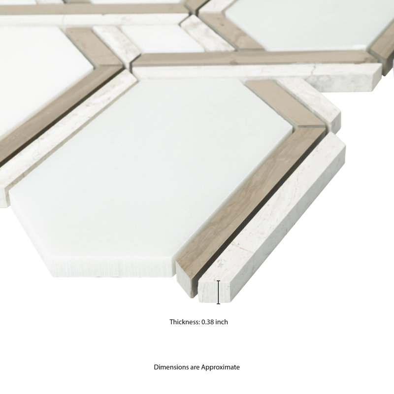 Crown Lattice Geometric 12 in. x 13 in. Polished Marble Mosaic Floor and Wall Tile