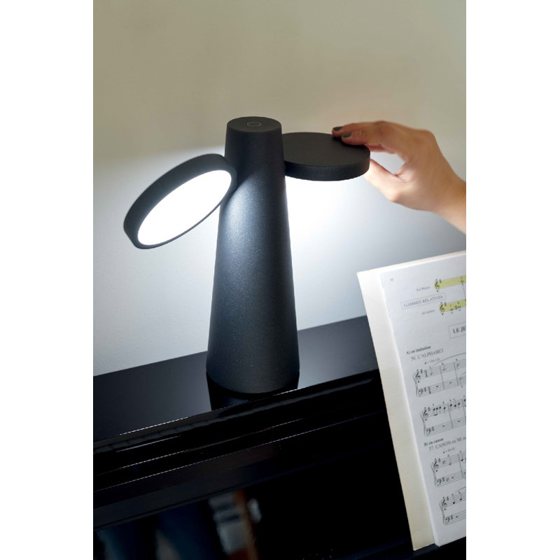 Lampe de table d'extérieur à DEL intégrée à pile 11 po Oto, Gris anthracite