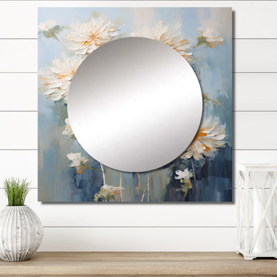 Burdena - art mural miroir carré blanc et bleu