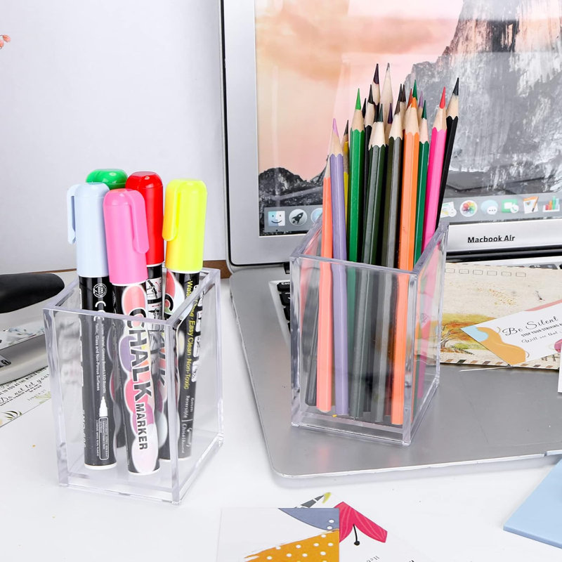 Ensemble de 10 porte-stylos en acrylique transparent Porte-pinceaux de maquillage