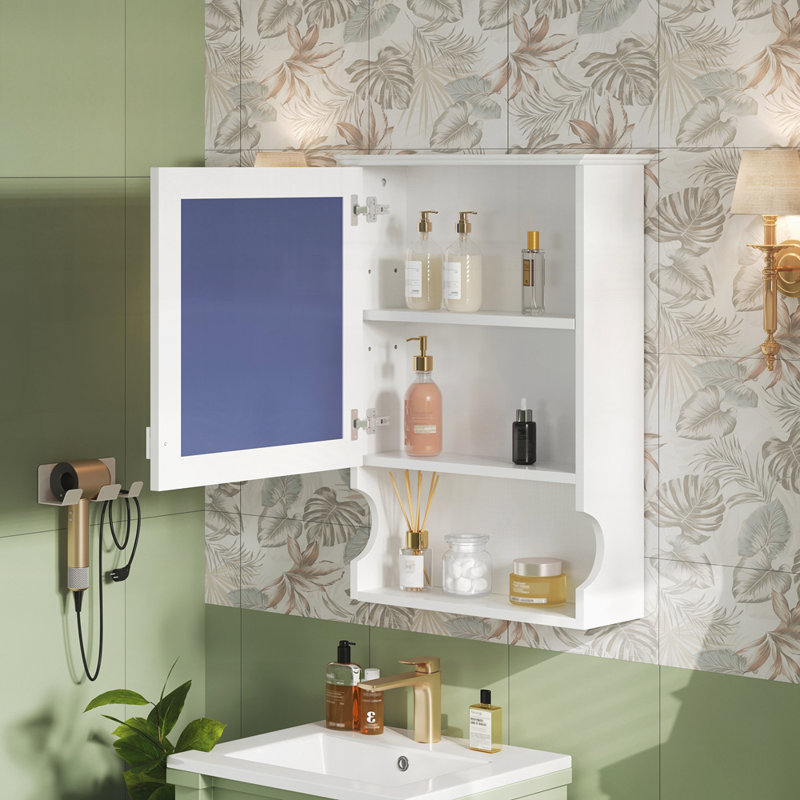 Armoire de rangement de salle de bain murale 20 "avec miroir, Blanc