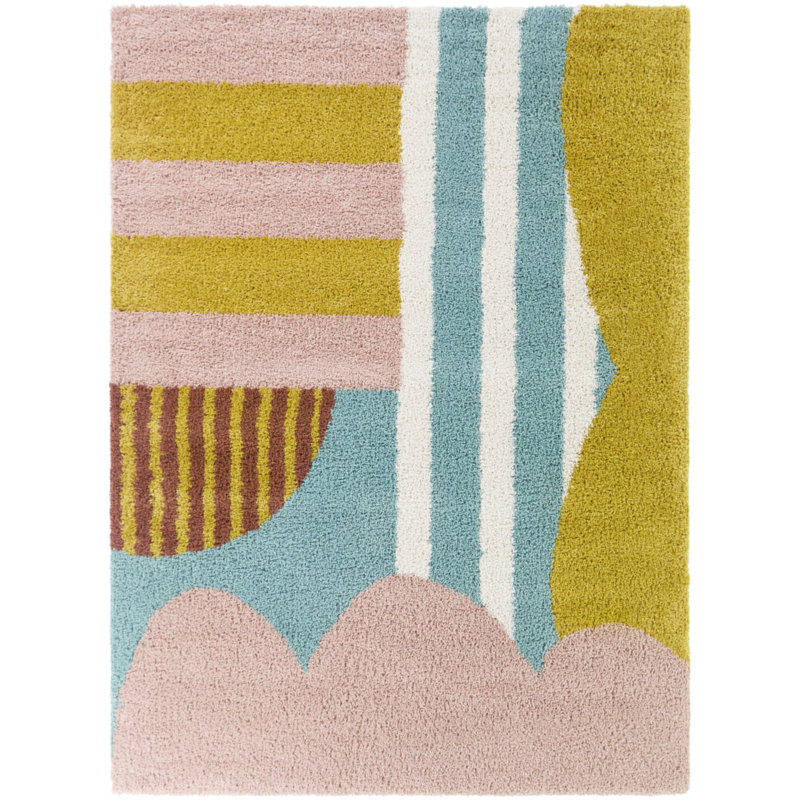 Kelli Multicolor Kids Modern Abstract Area Rug, Rectangle 5'3" x 7'