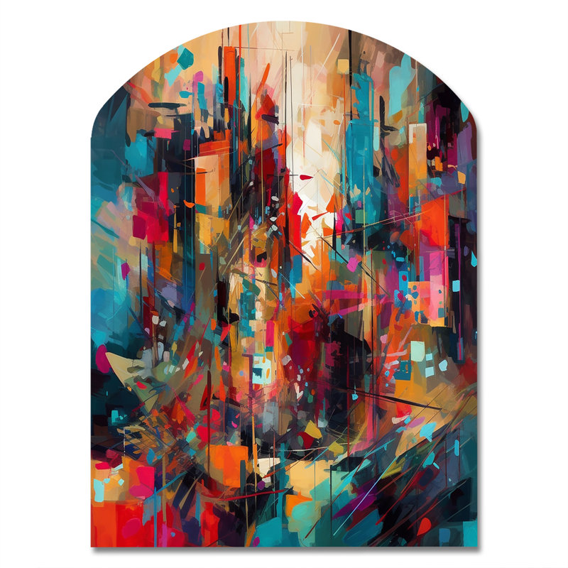Cheuk - impression d'arche géométrique sur métal, décoration murale asymétrique moderne en métal, H 34 po x l 25 po