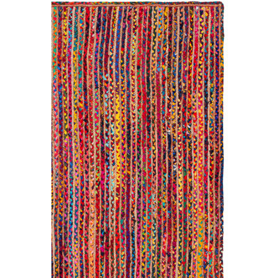 Braided Handmade Cotton/Jute Striped Rug in Brown