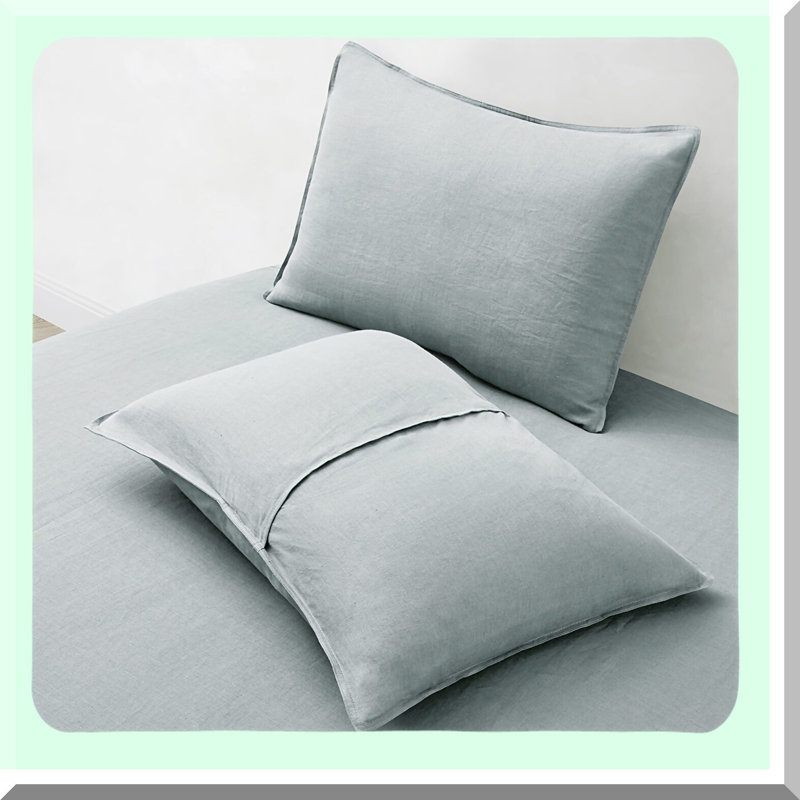 Cooling Linen Pillowcase Set - Standard Sham Bed Protector Cover - Bedding Neutral Shams - Pack of 2