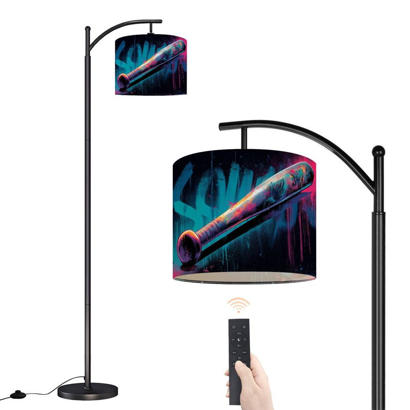 Lampe sur pied à arc avec abat-jour réglable Baseball Bat Neon Graffiti