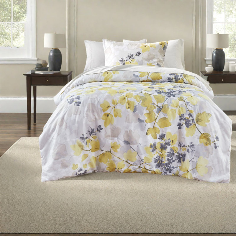 Modern Botanical Bedding Sets, Ultra Soft Microfiber, Queen Size With Storage