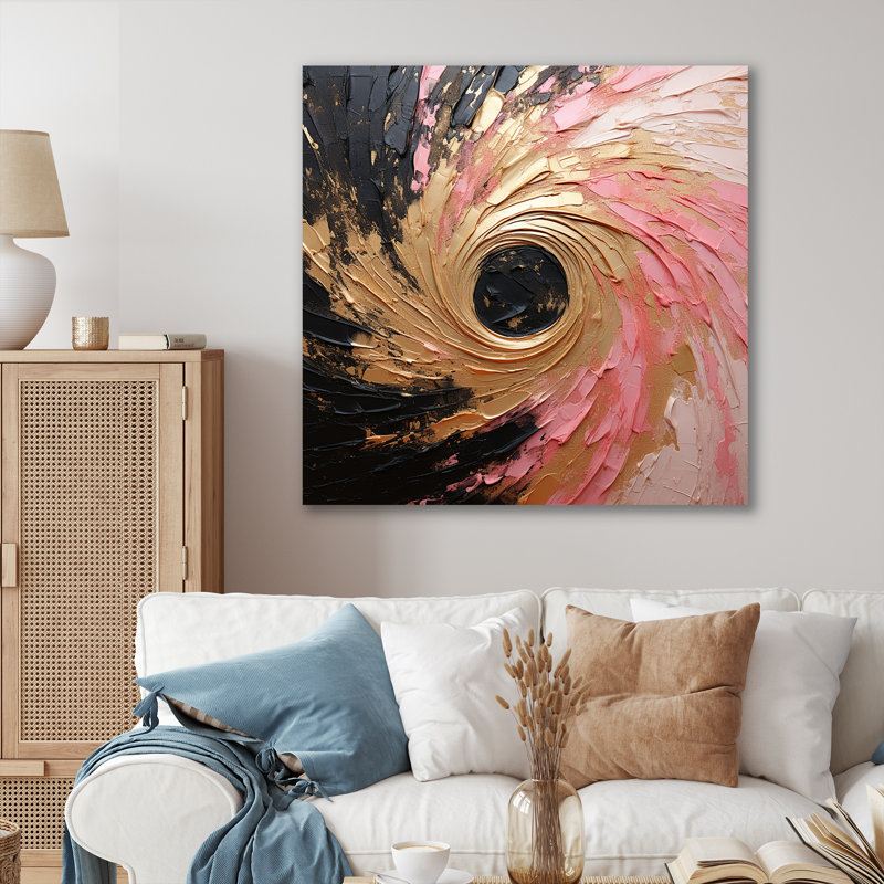 Minimalisme vortex rose - impression, Toile tendue, H 30 po x l 30 po x P 1 po