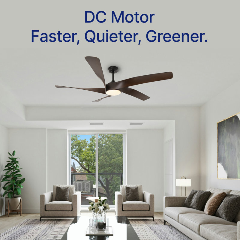  Kappler 60" Indoor/Outdoor Ceiling Fan with LED Light, 6CCT Dimmable LED, Ceiling Fan with Light and Remote - Matte Black with Dark Brown