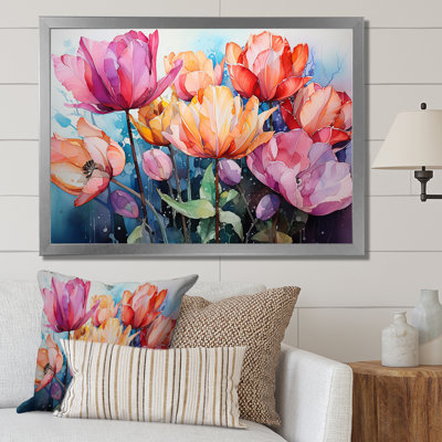 Les tulipes viennent vivantes avec un pinceau féroce sur toile