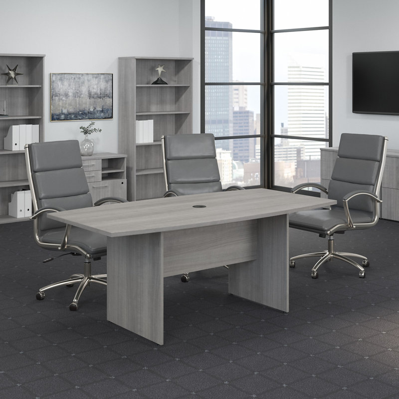 71.54'' Boat Shaped Conference Table, Platinum Gray