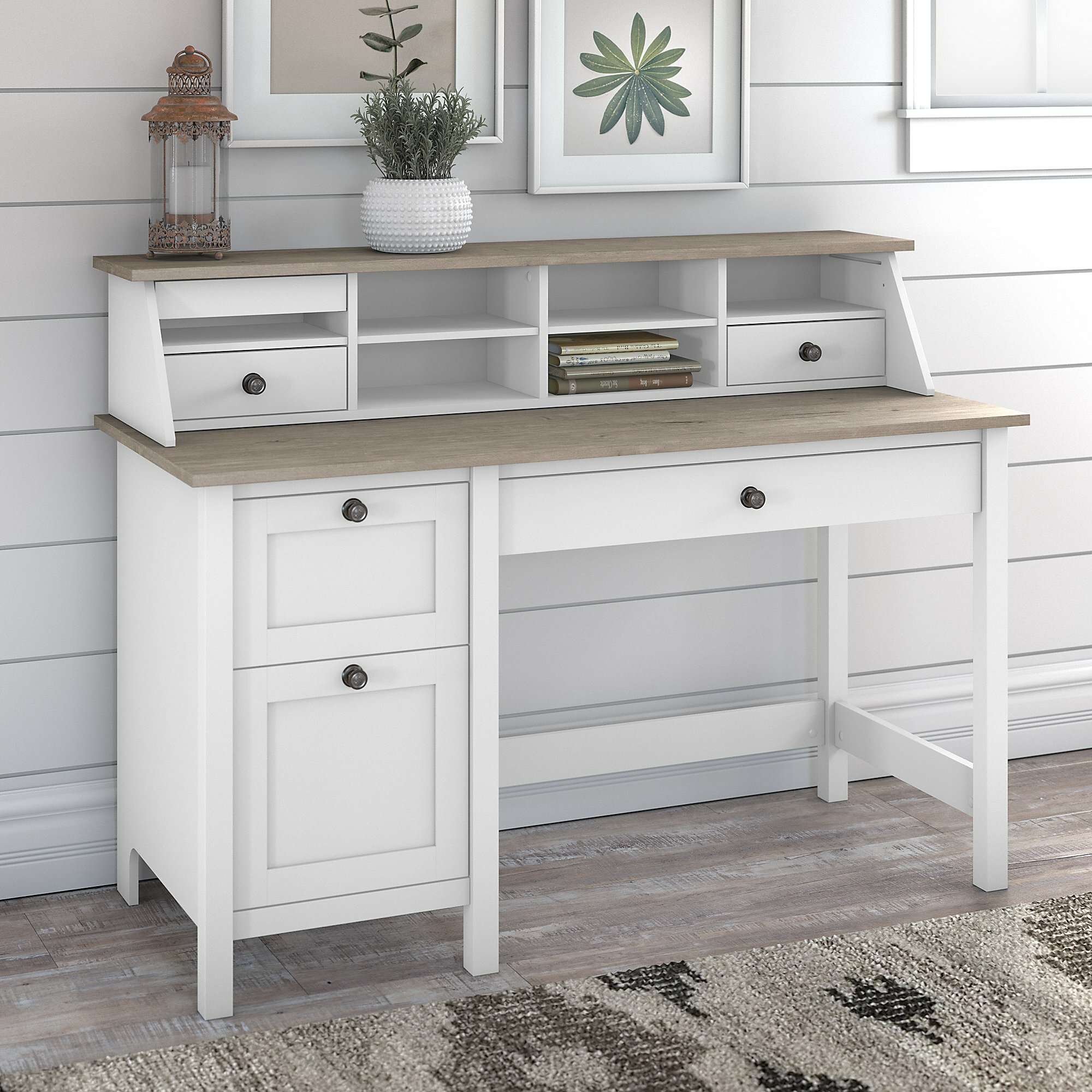  White Desk with Drawers and Storage, Home Office Desk Computer  Desk with 4 Drawers & Hutch, Home Desk Small White Desk with Drawers for  Bedroom, Home Office, White : Everything Else