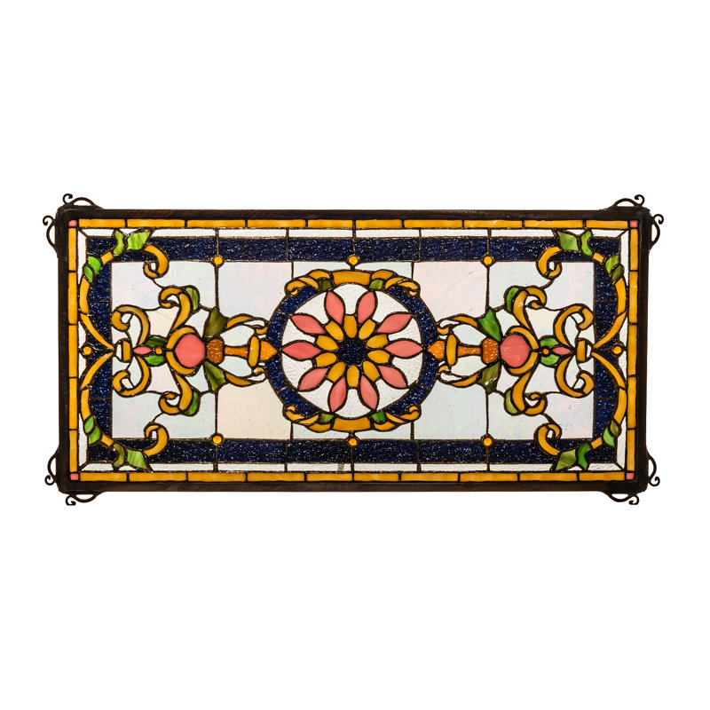 Emma Window Panel, Beige/Amber/Green