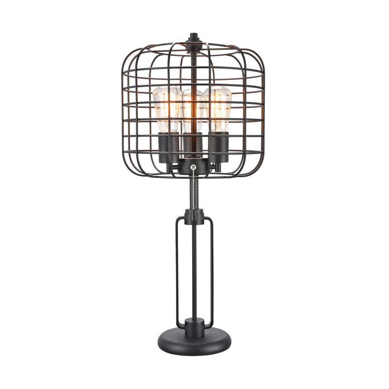 LAMPE DE TABLE CAGE INDUSTRIELLE H 26 po NOIRE