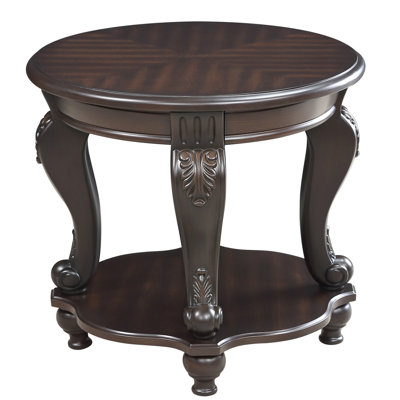 22" Round Table, Solid Wood With Shelf, Living Room Addition, Easy Assembly Instructions Side And Ornamentation, Simple To Assemble