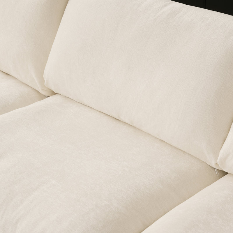 Kessi 67" Upholstered Slipcovered Loveseat Sofa, Beige