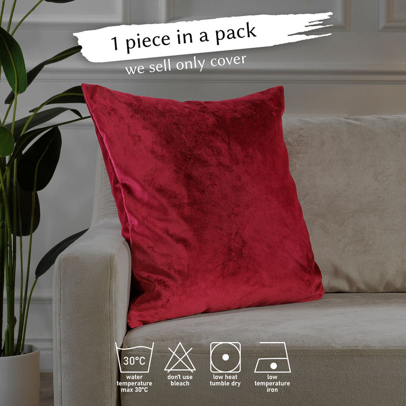 Housse de coussin en velours mat 1pc, Carré 18 po, marron brillant