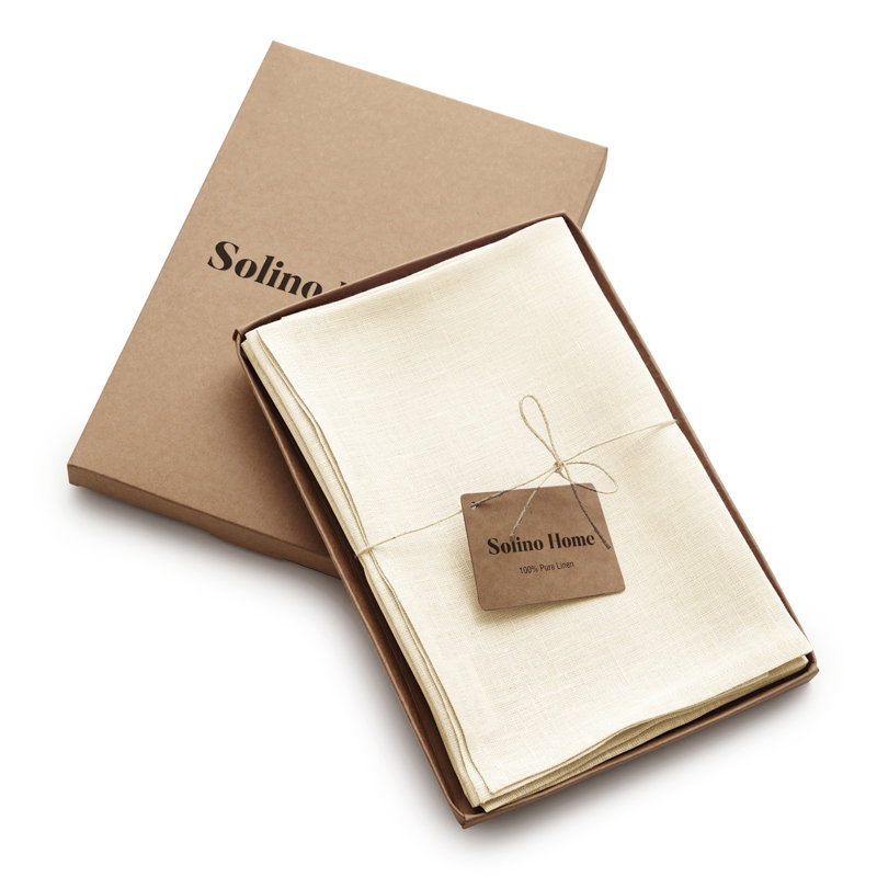 100% Pure Linen Dinner Napkins - Fete, Ivory