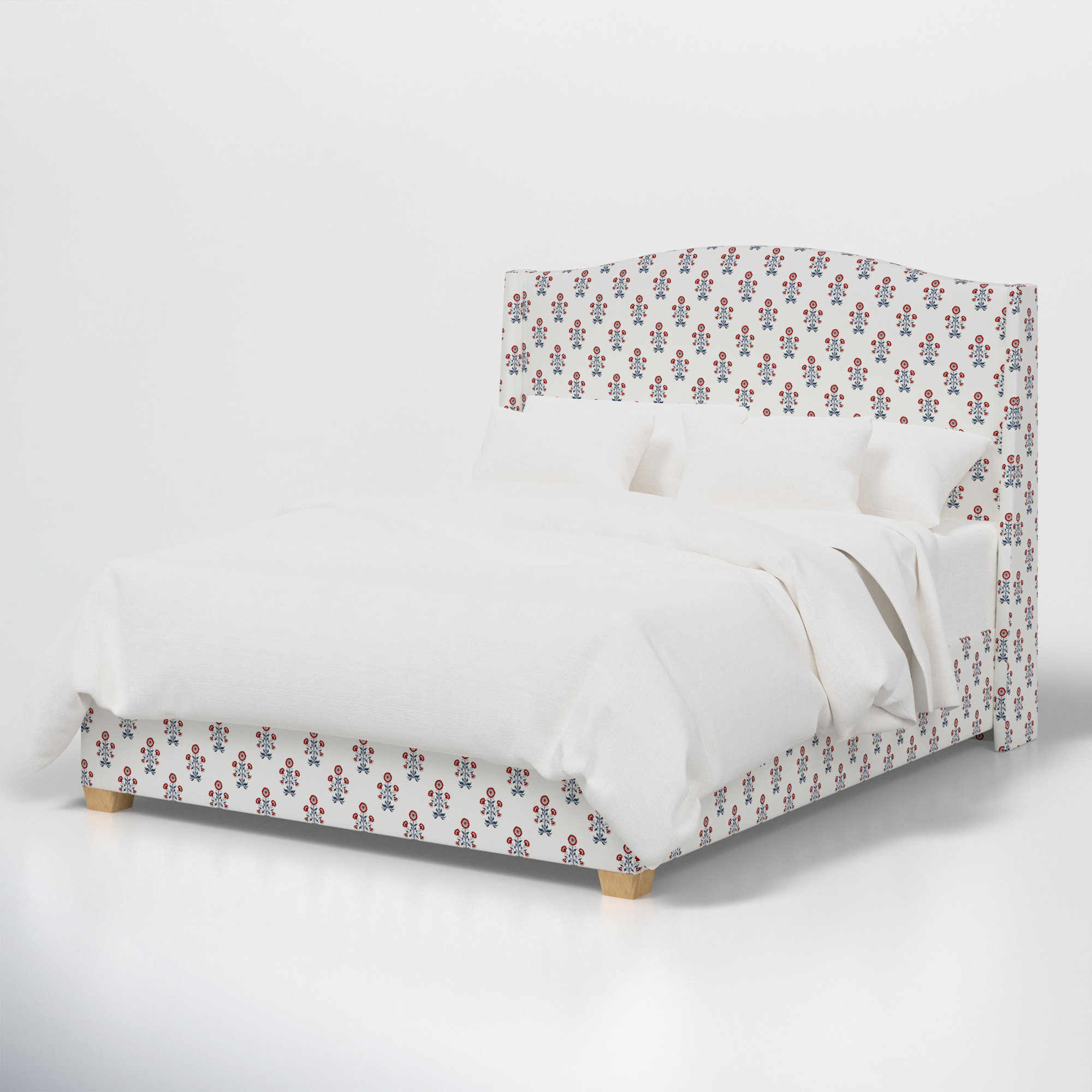 Allis Upholstered Low Profile Standard Bed, Cappy Floral Red, California King
