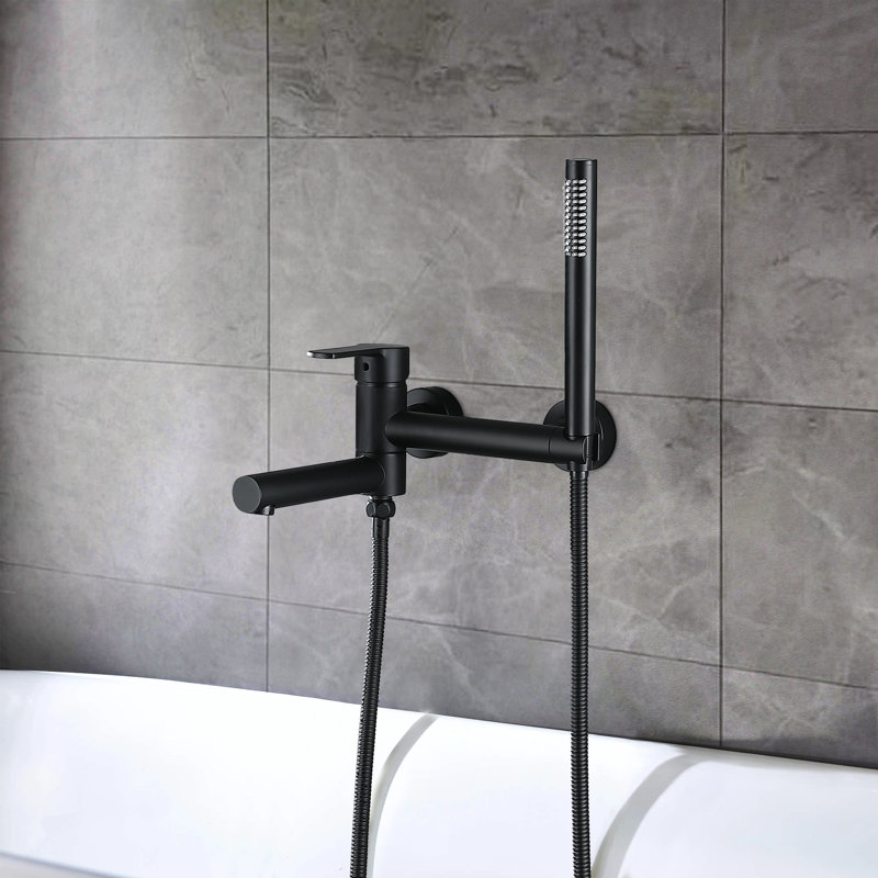 Robinet de baignoire romaine à 1 poignée avec inverseur, Noir mat