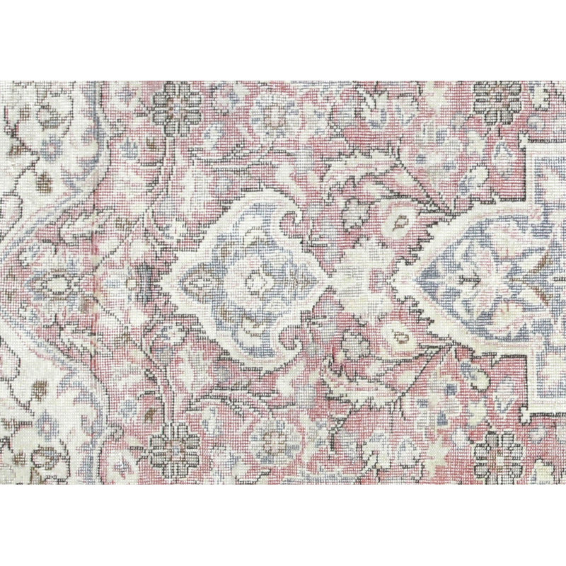 Tapis rouge foncé / beige / gris en laine noué à la main de conception unique des années 1960 de taille 6 pi x 9 pi 6 pi 9 po x 11 pi