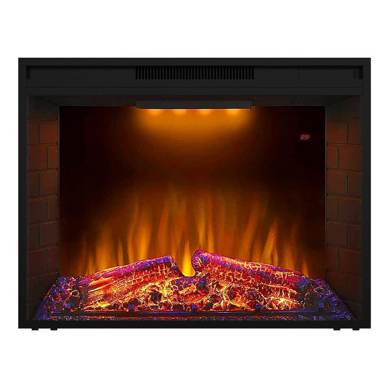 Recessed Electric Fireplace Insert, Heater Fireplace Insert for Existing Fireplace or TV Stand, 3 Color Top Light, 750/1500W, Black