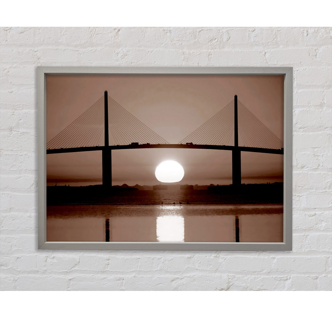 Distant Bridge Sundown Chocolate - Einzelner Bilderrahmen Kunstdrucke auf Leinwand