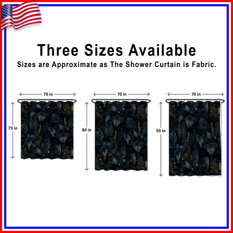 Dark Foliage Pattern Shower Curtains Extra Long, 70in W x 93in H