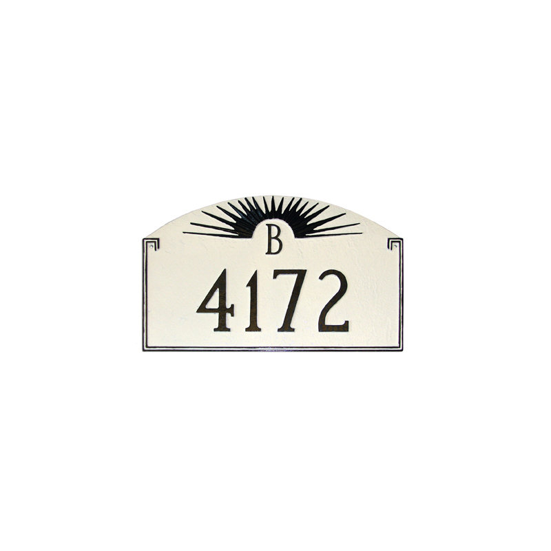 Sunfire Monogram 2-Line Lawn Address Sign, White/Black