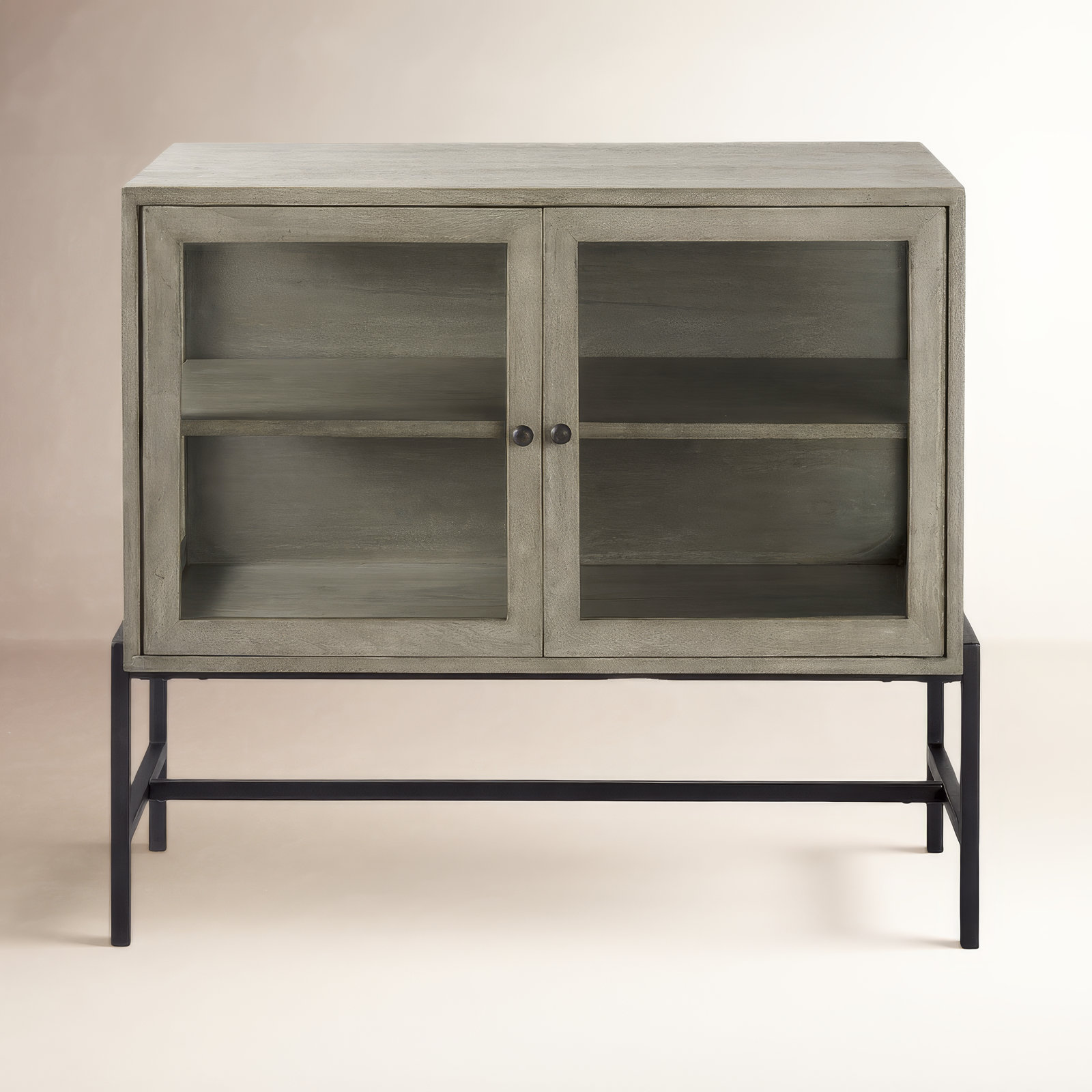 Warner Solid Wood Storage Cabinet, Gray