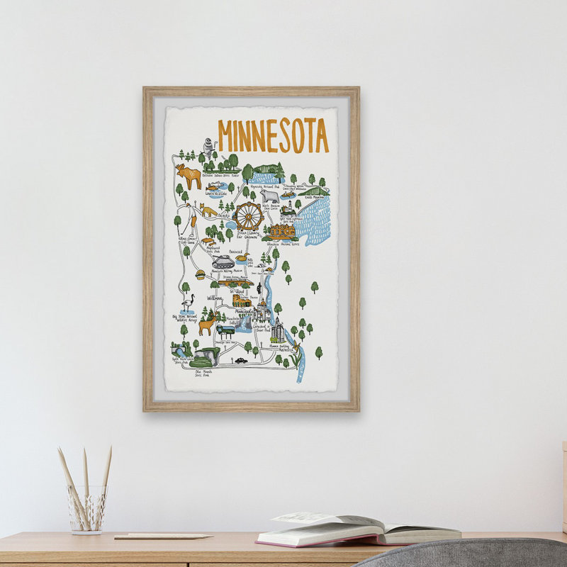 Gold Minnesota Spots - Reproduction d'art graphique sur papier encadré, H 12 po x l 8 po x P 1,5 po