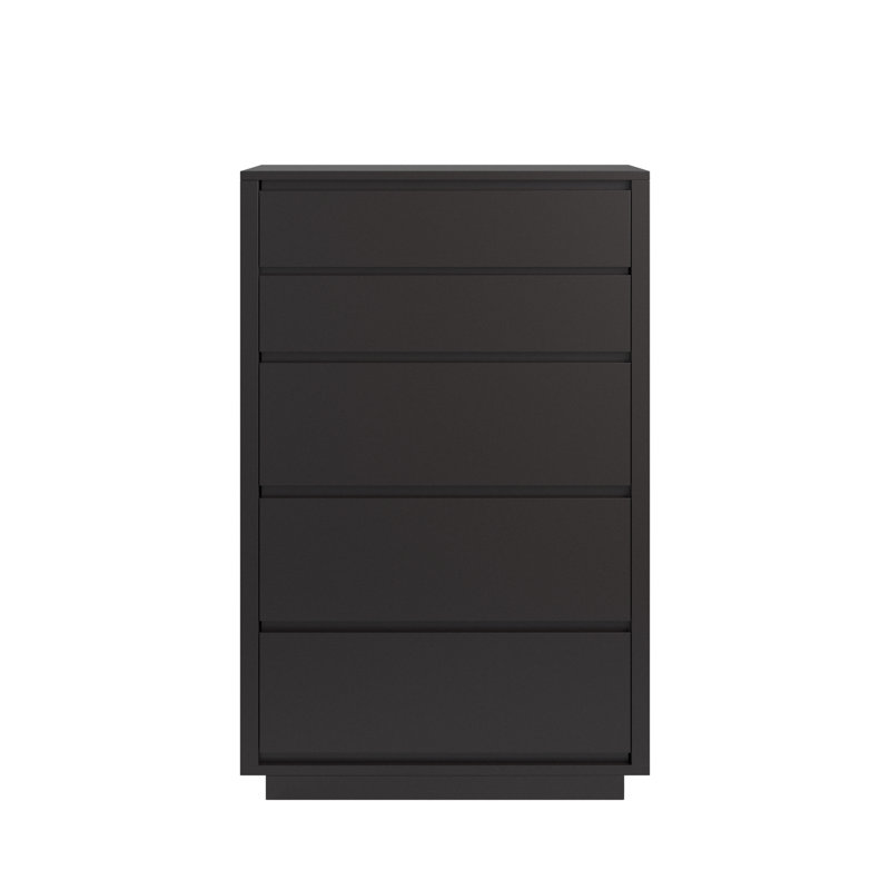 Ismail Danish-Inspired Modern 5-Drawer Chest, Black