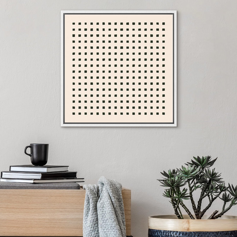 Décoration Mid-Century à motif géométrique abstrait et minimaliste, détente / calme, H 24 po x l 24 po x P 1,5 po, Blanc
