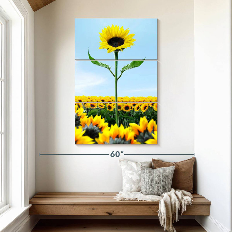 Tournesol Harnek au-dessus des tournesols, H 50 po x l 32 po