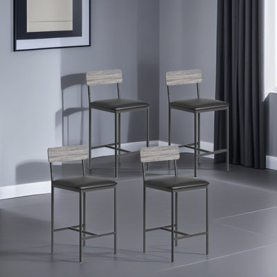Upholstered Counter Stool with Metal Frame