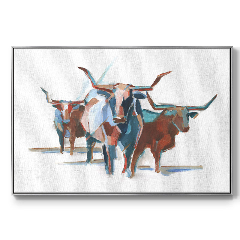 Longhorns modernes I, H 25 po x l 37 po x P 2 po, Argent