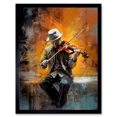 Aamanee Street Musician Playing Jazz Music On His Violin - Single Picture Frame Print