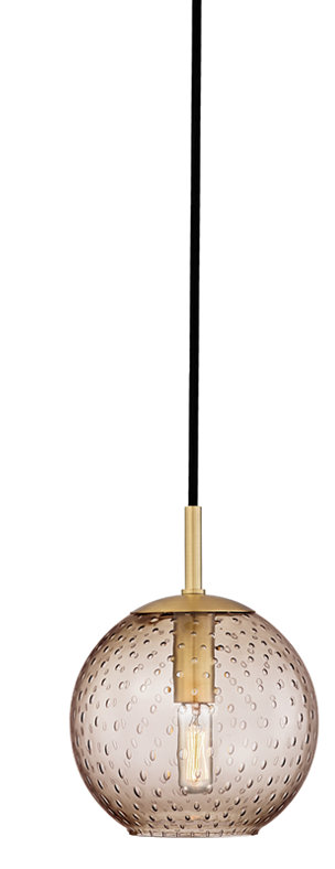 Rousseau 1 Light Pendant, Polished Chrome, Blue, 7.75" H X 6" W X 6" D