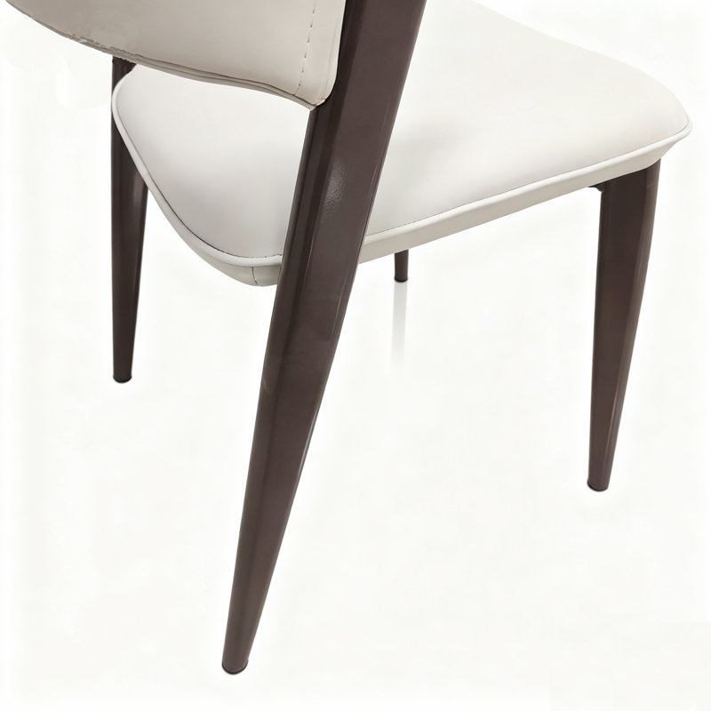 Chaise de salle à manger en cuir Ojani, chaise rembourrée de style Mid-Century moderne avec pieds en fer, chaise d'appoint confortable et imperméable pour la cuisine, le salon et le restaurant