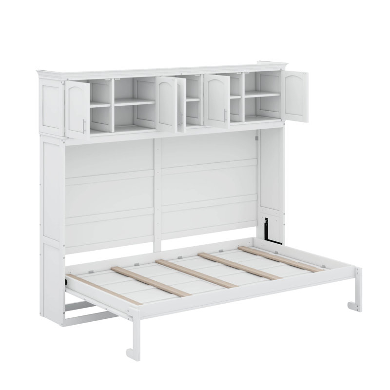 Lit escamotable mural avec armoires Murphy, Blanc, Grand lit