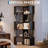 Corner Bookshelf, 62.6" Tall Metal Wooden Bookcase, Modern Freestanding Corner Shelf with Baffle, 6 Tiers l-Shaped Display Rack Storage Organizer for Home Office, Living Room-1043578463