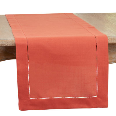 Chemin de table Classic Hemstitch - Chemin de table élégant avec tissu texturé et bordure ajourée