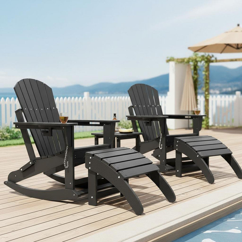 High-Density Polyethylene (HDPE) Outdoor Ottoman, Black