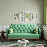 Loveseat Sofa With Tulip Pattern, Modern Upholstered Two Seater Sofa With 2 Dumpling-Shaped Throw Pillows, Comfy Couch