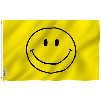Drapeau de maison jaune en polyester 36 po x 60 po Happy Face
