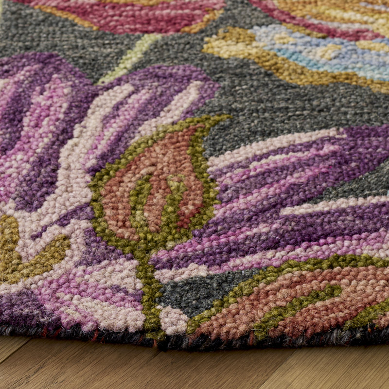 Tapis d'intérieur en laine touffeté à la main Jardin, Rond 6 pi