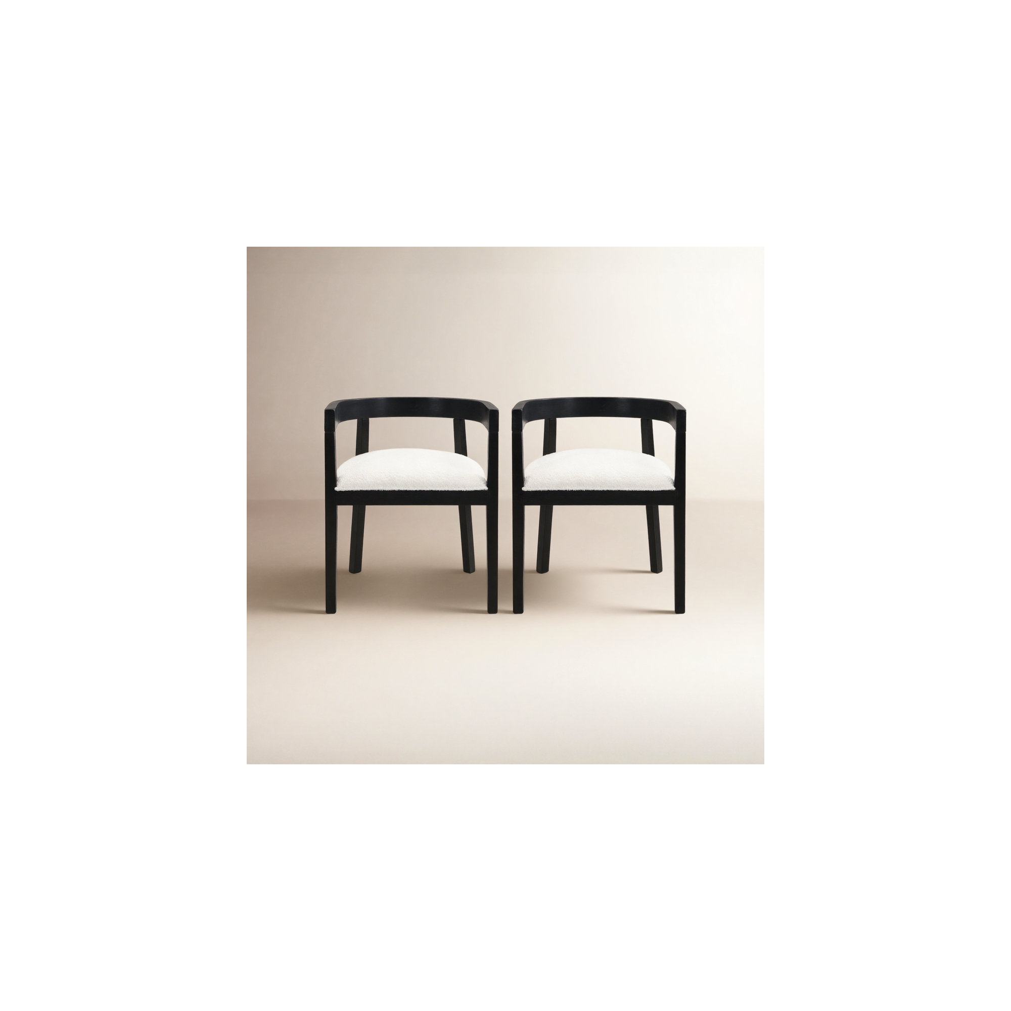 Daney Barrel Back Dining Chair, Black, Beige Chenille