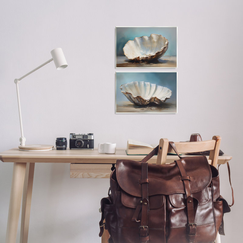 «Fresh Beach Finds Shells», ensemble de 2 plaques murales par Petal Prints Design, H 10 po x l 15 po
