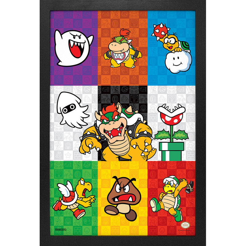 Super Mario - Pop Art Villains, impression encadrée 11 x 17